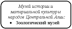 Скругленный прямоугольник: Музей истории и
материальной культуры
народов Центральной Азии:
• Зоологический музей