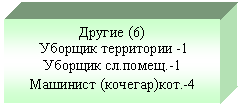 Подпись: Другие (6)
Уборщик территории -1
Уборщик сл.помещ.-1
Машинист (кочегар)кот.-4