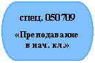 Блок-схема: знак завершения: спец. 050709
«Преподавание в нач. кл.»