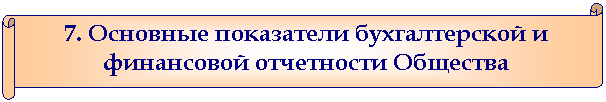 Горизонтальный свиток: 7. Основные показатели бухгалтерской и финансовой отчетности Общества