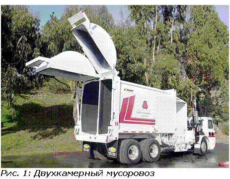 Подпись: Рис. 3: Двухкамерный мусоровоз