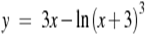 ��������: y~=~3x-\ln {{(x+3)}^{3}}