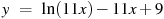 ��������: y~=~\ln (11x)-11x+9