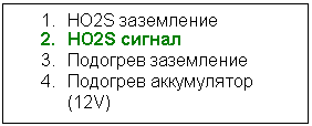 ������������� �������: 1. HO2S ����������
2. HO2S ������
3. �������� ����������
4. �������� ����������� (12V)
