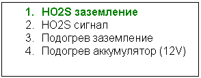������������� �������: 1. HO2S ����������
2. HO2S ������
3. �������� ����������
4. �������� ����������� (12V)
