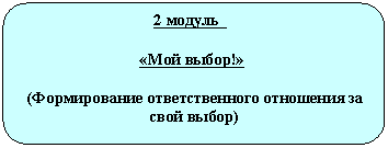 Скругленный прямоугольник: 2 модуль
«Мой выбор!»
(Формирование ответственного отношения за свой выбор)