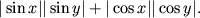 $|\sin x| |\sin y | + |\cos x | |\cos y|.$