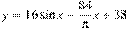 y = 16\sin x-\frac{84}{\pi }x+38