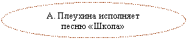 Овал: А. Плеухина исполняет пес-ню «Школа»