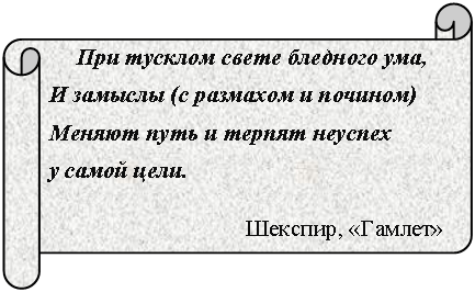 Горизонтальный свиток: При тусклом свете бледного ума,
И замыслы (с размахом и почином)
Меняют путь и терпят неуспех
у самой цели.
Шекспир, «Гамлет»