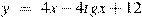 y~=~4x-4tgx+12
