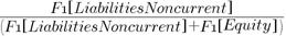 {{F1 brl LiabilitiesNoncurrent brr }/({F1 brl LiabilitiesNoncurrent brr }+{F1 brl Equity brr })}