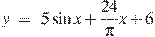 y~=~5\sin x+\frac{24}{\pi }x+6