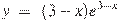 y~=~(3-x){{e}^{3-x}}