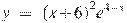 y~=~{{(x+6)}^{2}}{{e}^{4-x}}