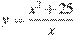 y=\frac{x^2+25}{x}
