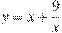 y=x+\frac{9}{x}