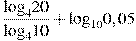 \frac{{{\log }_{4}}20}{{{\log }_{4}}10}+{{\log }_{10}}0,05