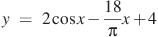 y~=~2\cos x-\frac{18}{\pi }x+4