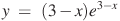 y~=~(3-x){{e}^{3-x}}