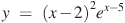 y~=~{{(x-2)}^{2}}{{e}^{x-5}}