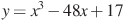 y=x^3-48x+17