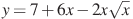 y=7+6x-2x\sqrt{x}