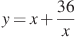 y=x+\frac{36}{x}