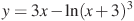 y=3x-\ln(x+3)^3