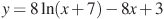 y=8\ln(x+7)-8x+3