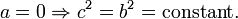 a=0 \Rightarrow c^2 = b^2 = \mathrm{constant}.