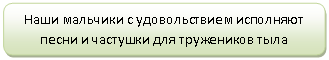 Скругленный прямоугольник: Наши мальчики с удовольствием исполняют песни и частушки для тружеников тыла
