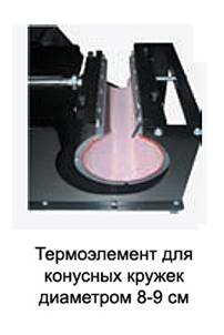 CARDPRESS PRM-105 Универсальные термопрессы для конусных кружек - термо перенос изображения на керамические кружки конусобразного типа кружки размещаются горизонтально термоэлемент для конусных кружек диаметром 8-9 см