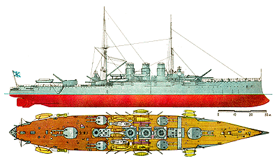 Рисунок. Броненосный крейсер "Рюрик", Россия