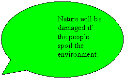 Овальная выноска: Nature will be damaged if the people spoil the environment.
