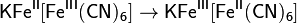 \mathsf{KFe^{II}[Fe^{III}(CN)_6] \rightarrow KFe^{III}[Fe^{II}(CN)_6]}