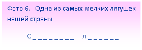 Подпись: Фото 6. Одна из самых мелких лягушек нашей страны
С _ _ _ _ _ _ _ _ л _ _ _ _ _ _