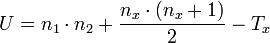 U=n_1\cdot n_2+\frac{n_x\cdot(n_x+1)}{2}-T_x.