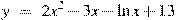 y~=~2x^2-3x-\ln x+13