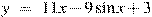y~=~11x-9\sin x+3