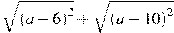 \sqrt{{{(a-6)}^{2}}}+\sqrt{{{(a-10)}^{2}}}