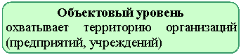 Скругленный прямоугольник: Объектовый уровень
охватывает территорию организаций (предприятий, учреждений)
