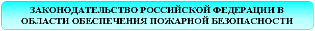 Скругленный прямоугольник: ЗАКОНОДАТЕЛЬСТВО РОССИЙСКОЙ ФЕДЕРАЦИИ В ОБЛАСТИ ОБЕСПЕЧЕНИЯ ПОЖАРНОЙ БЕЗОПАСНОСТИ