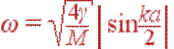 \omega = \sqrt{\frac{4\gamma}{M}} \left| \sin\frac{ka}{2}\right|