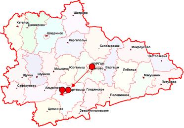Схема Курганской области