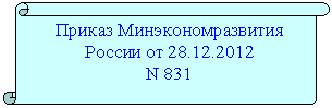 Вертикальный свиток: Приказ Минэкономразвития России от 01.01.2001
N 831