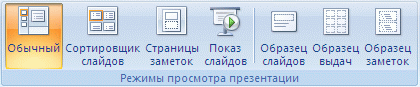 Группа «Представления презентации» вкладки «Вид»