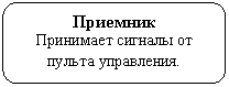 Скругленный прямоугольник: Приемник
Принимает сигналы от пульта управления.