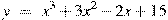 y~=~x^3+3x^2-2x+15