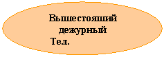 Овал: Вышестояший
дежурный
Тел._________